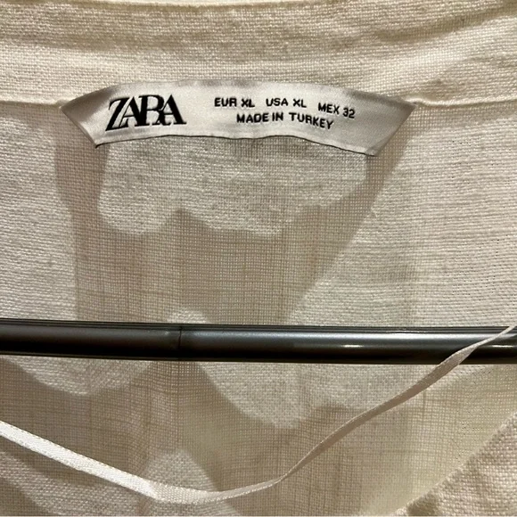 Zara White Linen V-Neck Tunic Top. Size XL. Excellent used condition. - Picture 10 of 12